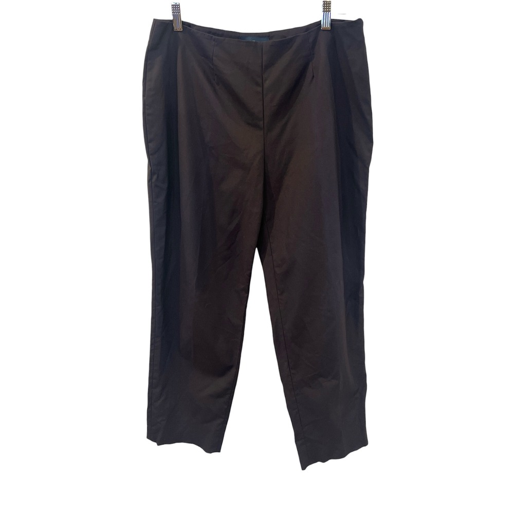 Piazza Sempione Audrey Chocolate Brown Crop Pants Cotton Stretch IT 48 US Sz 12
